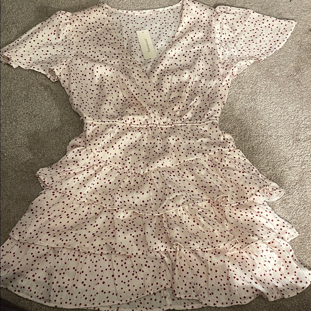 Francesca's Collections White Dress with Red Dots